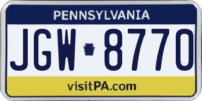 PA license plate JGW8770