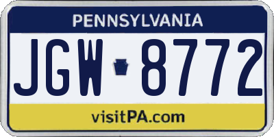 PA license plate JGW8772