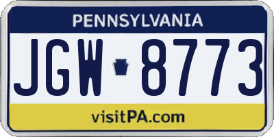 PA license plate JGW8773