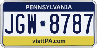 PA license plate JGW8787