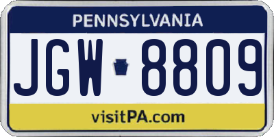PA license plate JGW8809