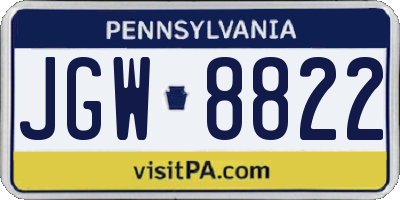 PA license plate JGW8822