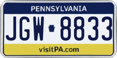 PA license plate JGW8833