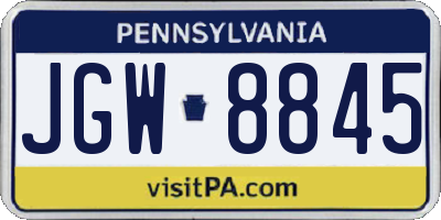 PA license plate JGW8845