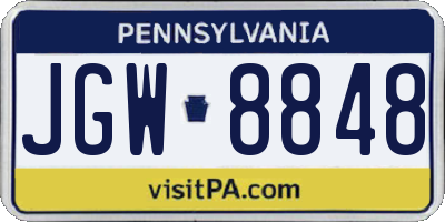 PA license plate JGW8848