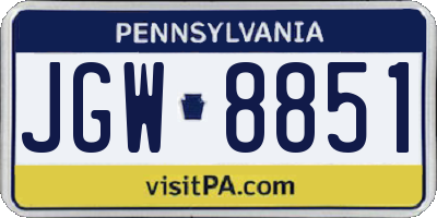 PA license plate JGW8851