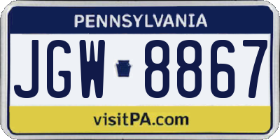 PA license plate JGW8867