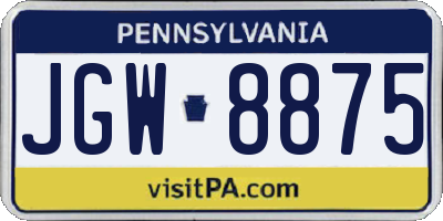 PA license plate JGW8875