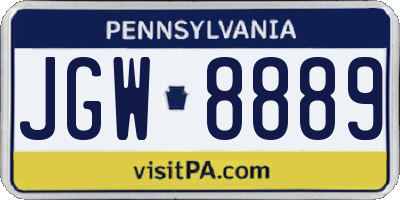 PA license plate JGW8889