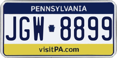 PA license plate JGW8899