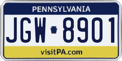 PA license plate JGW8901