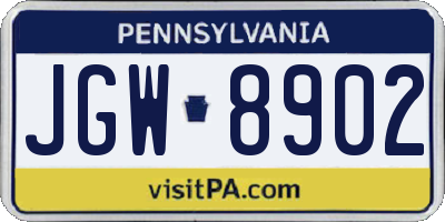 PA license plate JGW8902