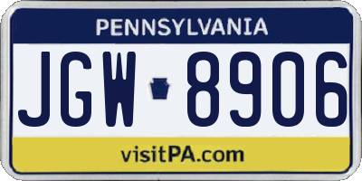 PA license plate JGW8906