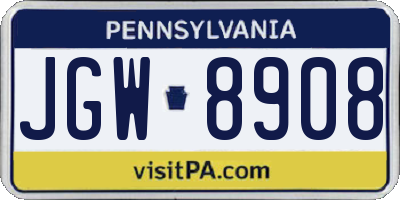 PA license plate JGW8908
