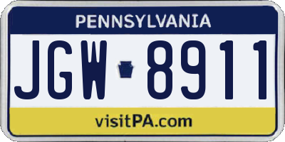 PA license plate JGW8911