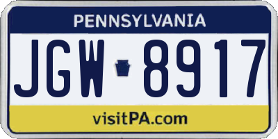 PA license plate JGW8917
