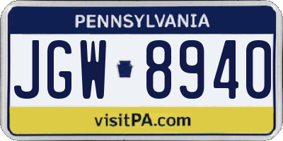 PA license plate JGW8940