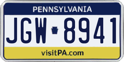 PA license plate JGW8941