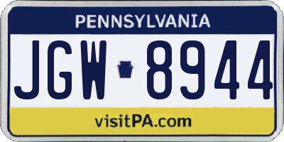PA license plate JGW8944