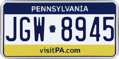 PA license plate JGW8945