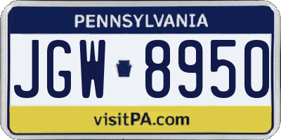 PA license plate JGW8950