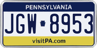 PA license plate JGW8953