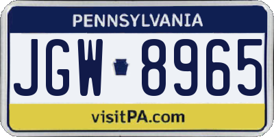 PA license plate JGW8965