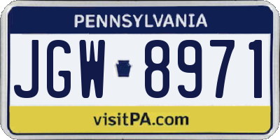 PA license plate JGW8971