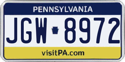 PA license plate JGW8972