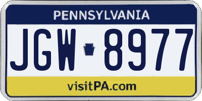 PA license plate JGW8977