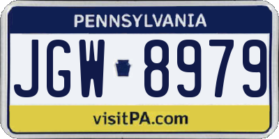PA license plate JGW8979