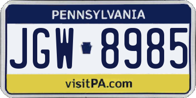 PA license plate JGW8985
