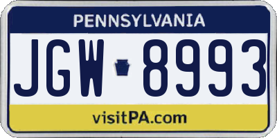 PA license plate JGW8993