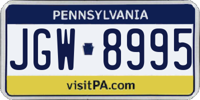PA license plate JGW8995