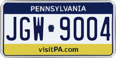 PA license plate JGW9004
