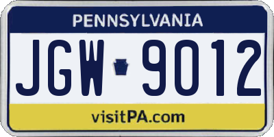 PA license plate JGW9012