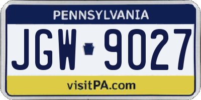 PA license plate JGW9027