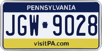 PA license plate JGW9028