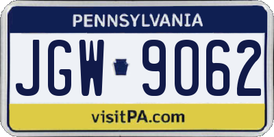 PA license plate JGW9062