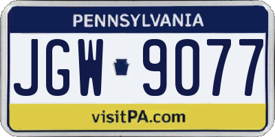 PA license plate JGW9077