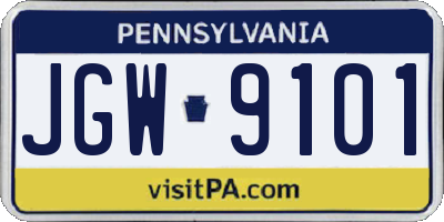 PA license plate JGW9101