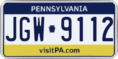 PA license plate JGW9112