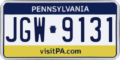 PA license plate JGW9131