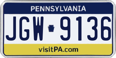 PA license plate JGW9136