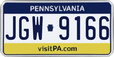 PA license plate JGW9166