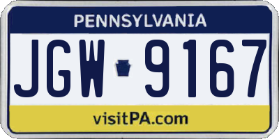 PA license plate JGW9167