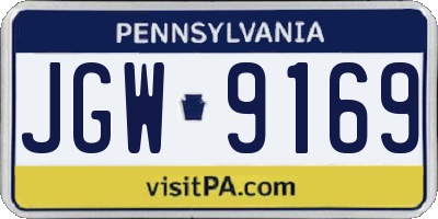PA license plate JGW9169