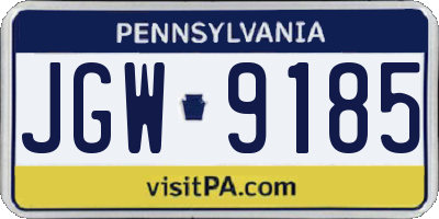 PA license plate JGW9185