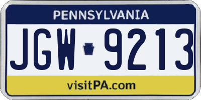 PA license plate JGW9213