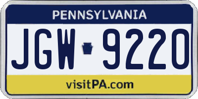 PA license plate JGW9220